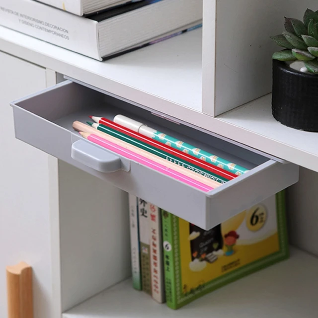 Drawer Type Storage Box Self-Adhesive Pencil Tray Drawer Under Desk Storage  Drawer Organizer Office Under Table Drawer Hidden - AliExpress