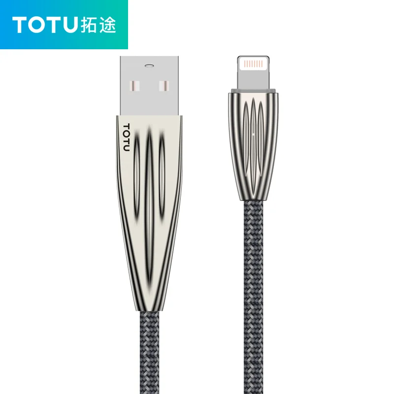 TOTU нейлоновые кабели для быстрой зарядки usb из цинкового сплава Iphone Xs Max кабель X 8 7