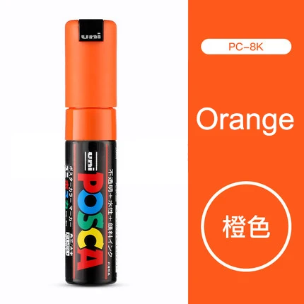 1 шт. UNI POSCA PC-8K 15 цветов костюм поп-плакат реклама граффити ручка 8,0 мм большие персонажи Водонепроницаемость покрытие - Цвет: orange