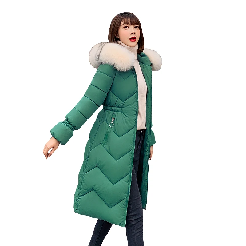 Зимняя женская куртка из искусственного меха Длинные парки пуховики хлопковые