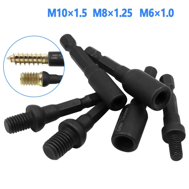 1Pcs M6 M8 M10 1/4 Hex Shank Square Driver Tap Die Socket Adapter Thread Screw Internal and