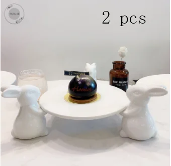 2 pcs three rabbits Керамическая посуда из Китая, фарфоровые тарелки, декоративные обеденные тарелки с кроликом, мраморные тарелки для торта, наборы керамических тарелок с кроликом - Цвет: 2 pcs three rabbits