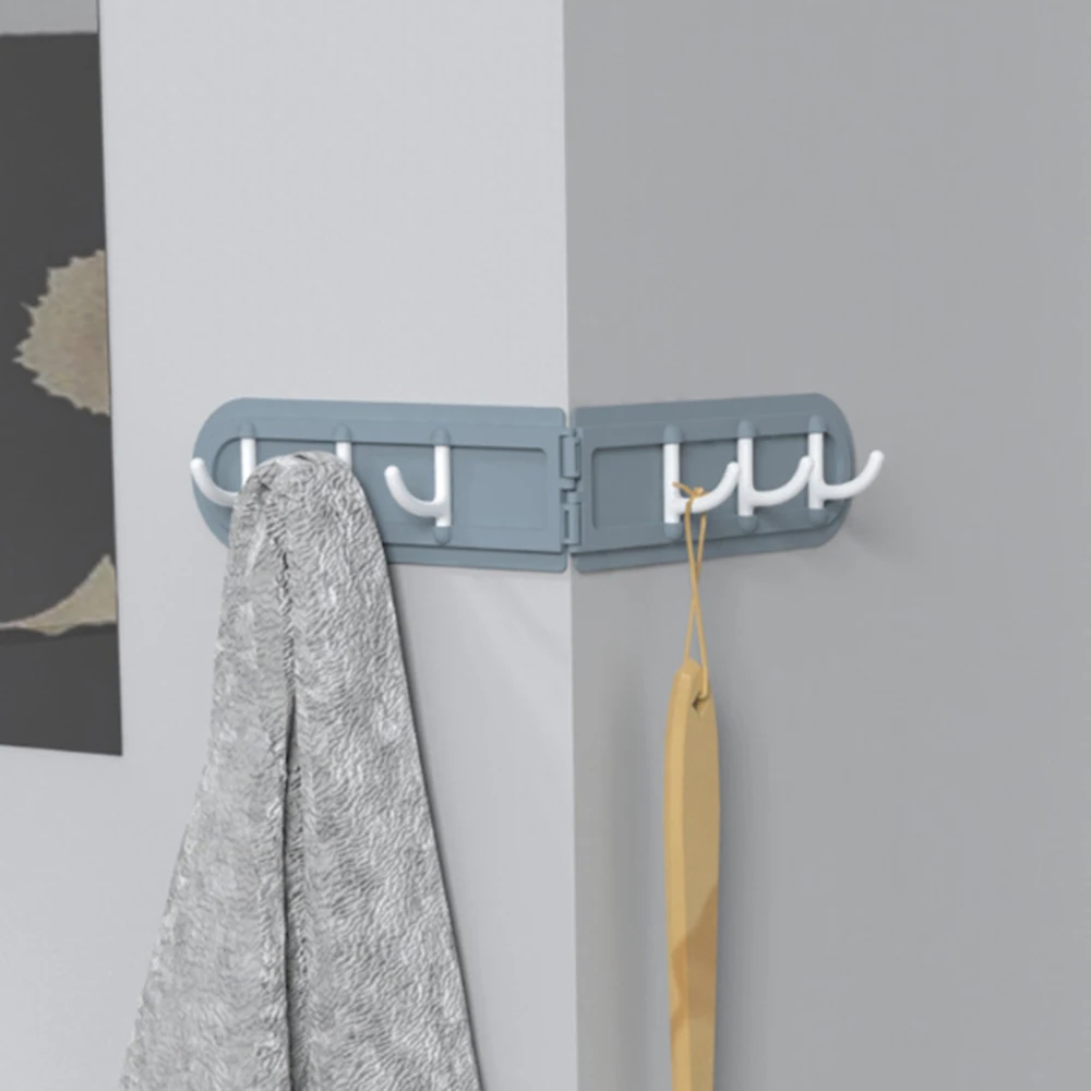 

6 Row Angle Hook Free Punching Creative Kitchen Bathroom Wall Storage Hook Home Seamless Coat Hook Shelves Home Accessories