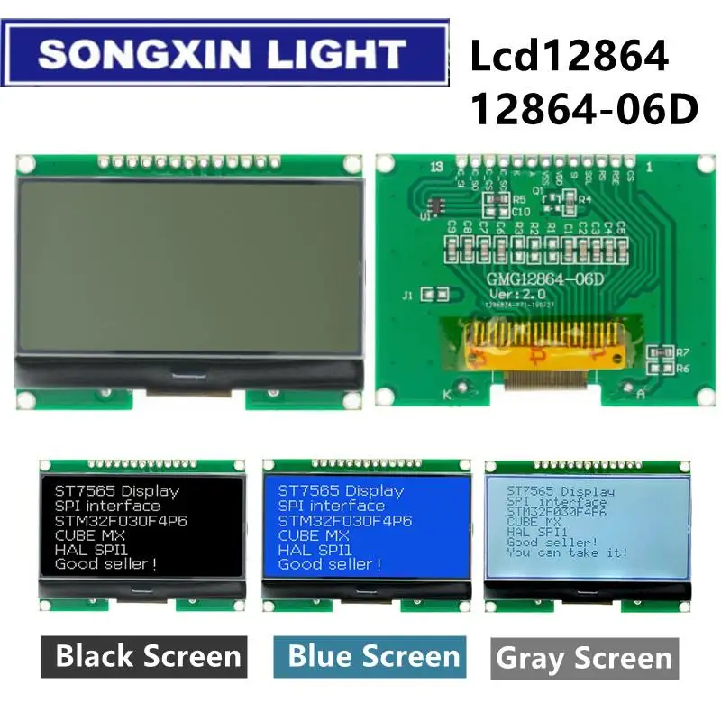 12864-06D 12864 ЖК-модуль COG с китайским шрифтом матричный экран интерфейс SPI LCD |