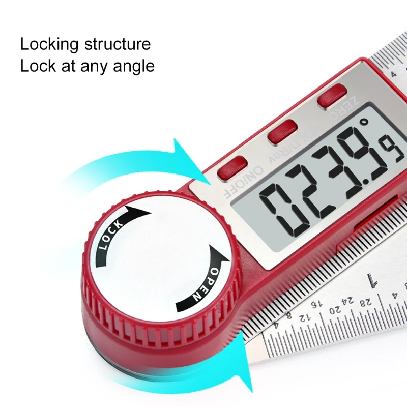 Digital Angle Meter Ruler Stainless Steel Metric Inch Protractor Angle Finder Scale Measuring Tools 0-200/300/500mm 360&deg;