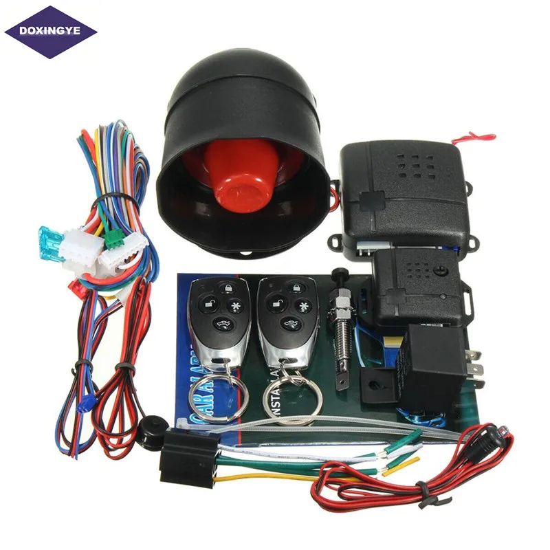 Vehicle. Universal Car Alarm Speaker Horn Anti-Theft Security System with 2 Remote Control for Auto Horn Alarm