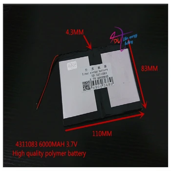 

3.7V 6000mAH 4311083 polymer lithium ion / Li-ion battery for tablet pc e-book cell phone power bank