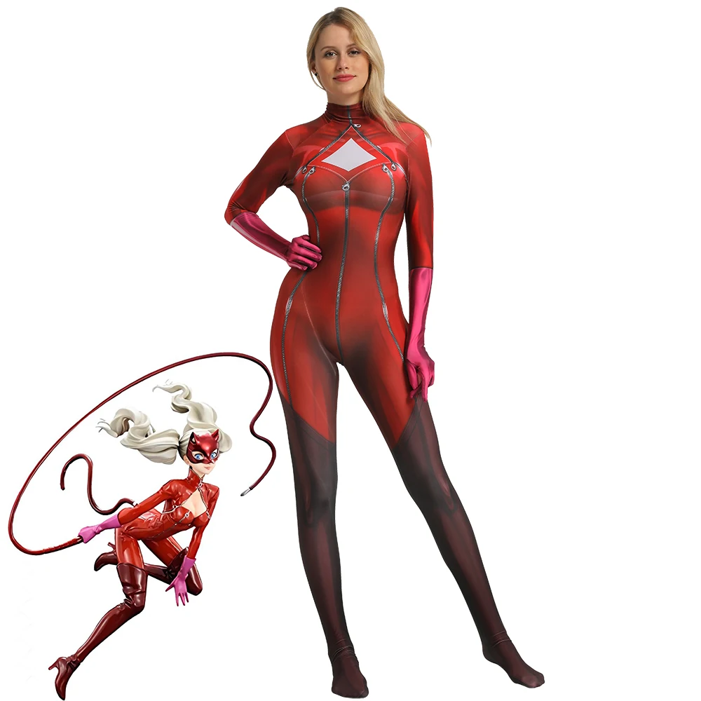 Persona 5 Panther Cosplay Costume Spandex Jumpsuit Halloween Zentai Bodysuits Costumes for Kids women girls | Тематическая одежда