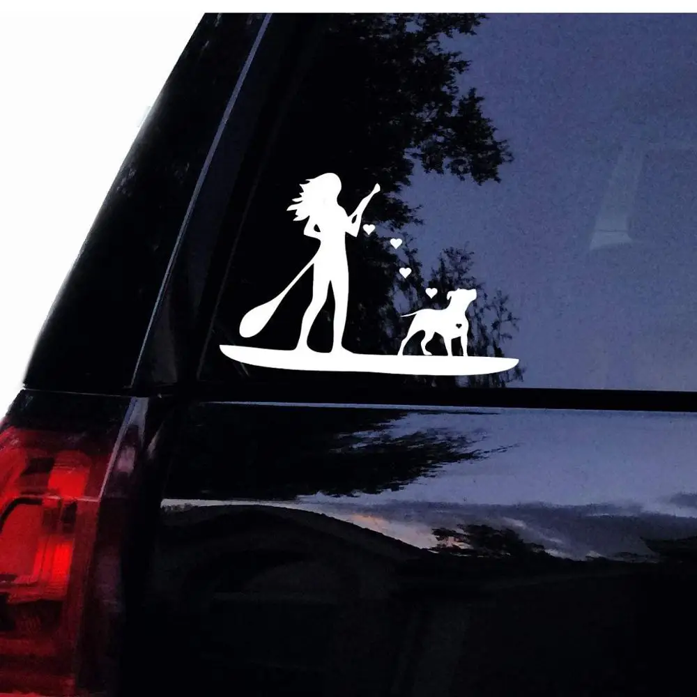 

6 in Tshirt Rocket Paddler with Pitbull Decal - Paddle Board Vinyl Car Decal Window Sticker