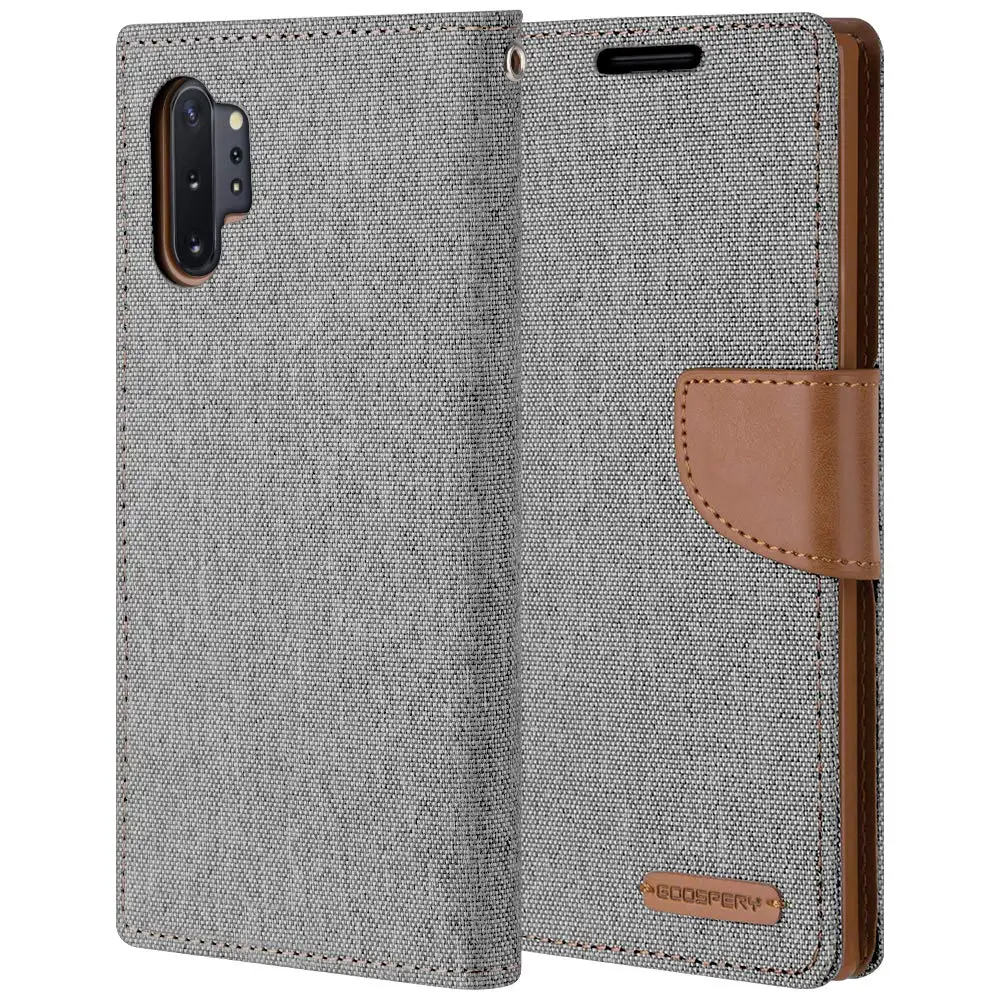Mercury Goospery холст Дневник кошелек джинсовая подставка флип чехол для samsung Galaxy Note 10 plus Note 10