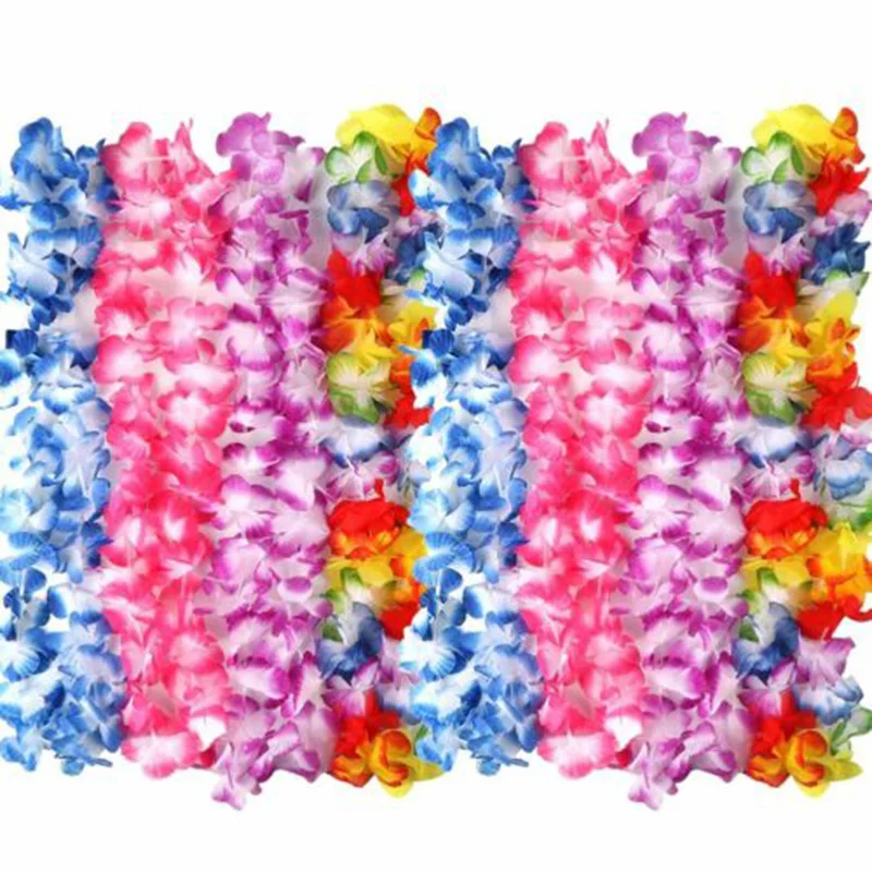 

48/60pcs Hawaiian Flower Leis Garland Necklace Party Hawaii Beach Fun Parts Sale