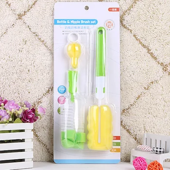

4PCS/Set Bottle Brush Sponge Plastic Glass Milk Water Cup Cleaning Feeding Bottle Dummy Nipple Pacifier Brushes Kit