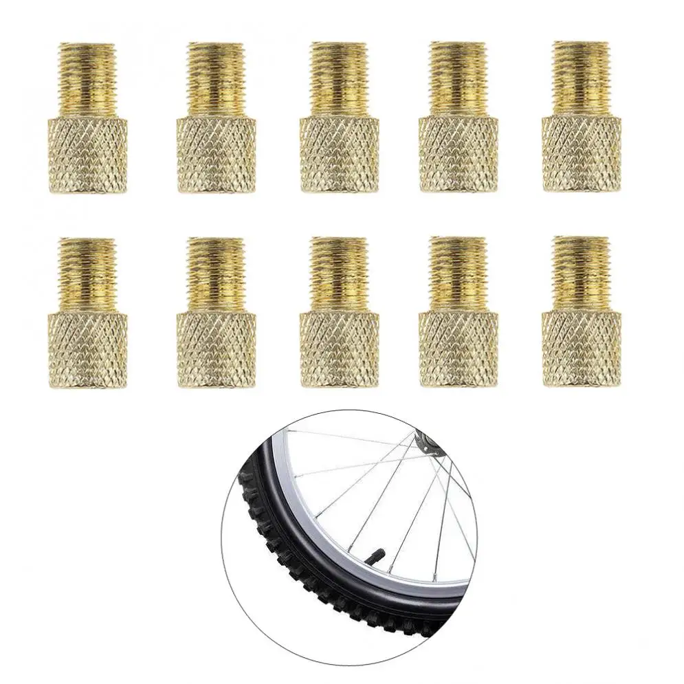 10pcs/lot Gold Zinc Alloy Presta to Schraeder Valve Bicycle Pump