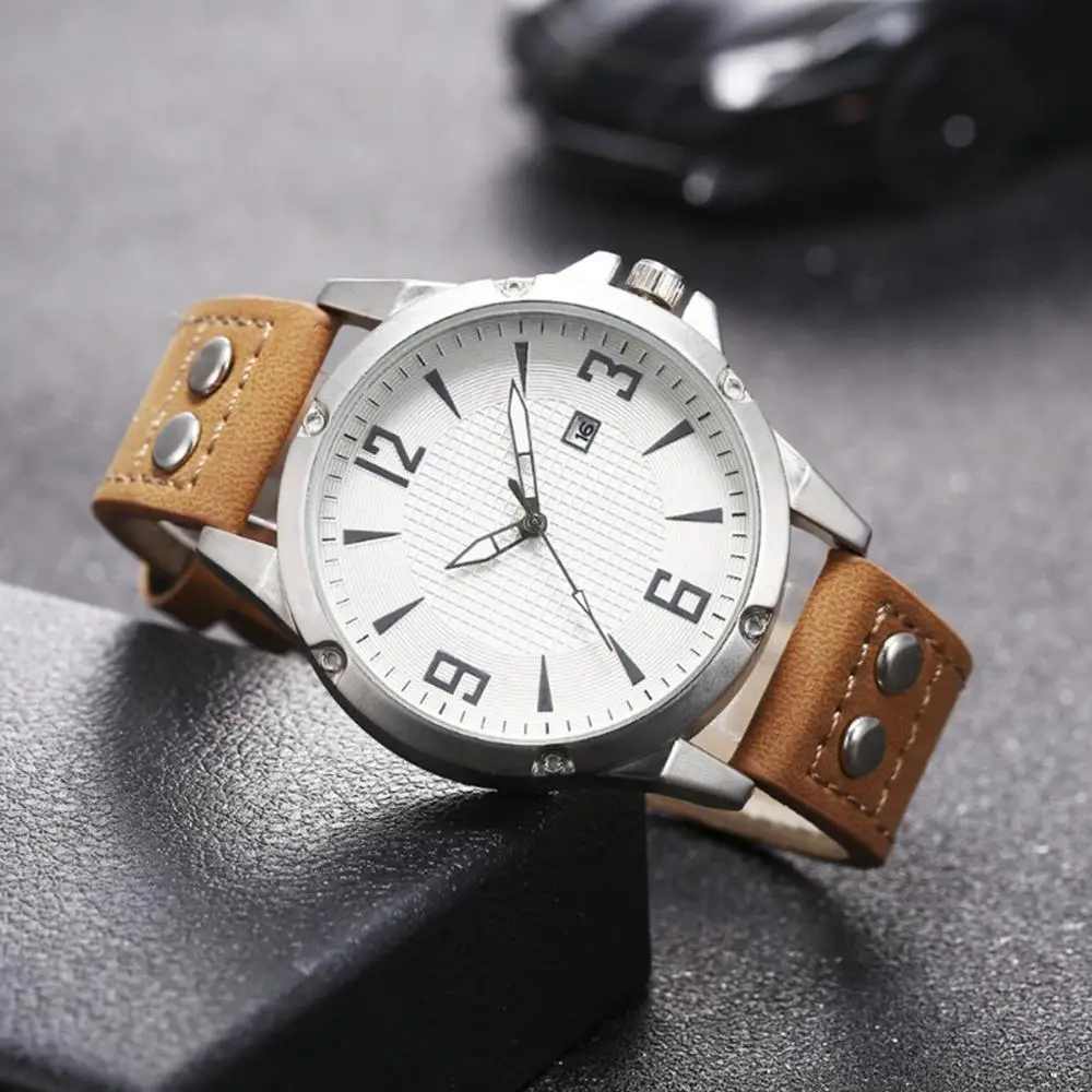 Новинка 2019 модные креативные мужские часы с одним календарем повседневные