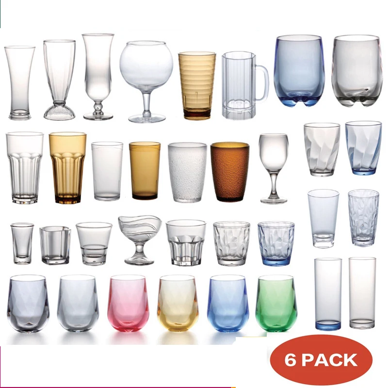 . 12oz & 17oz REALWAY unbreakable plastic drinking tumblers,reusable plastic cups,clear plastic tumblers,acrylic glasses,dishwasher safe,set of 6