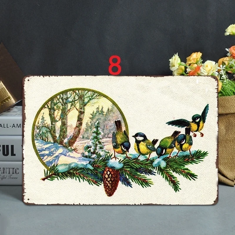 8x12 дюймов Рождество Ретро табличка металлическая жестяная вывеска кафе бар Паб вывеска декор для стен в винтажном стиле ностальгия таблички - Цвет: Светло-желтый