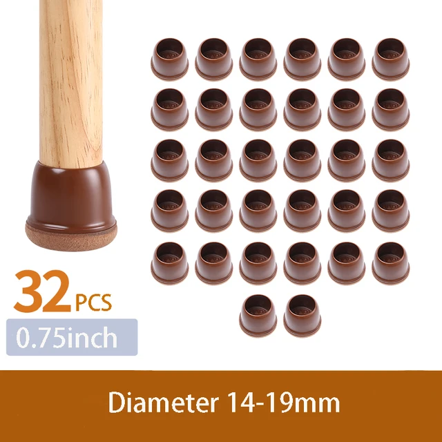 32PCS Table Chair Leg Floor Caps Cover Protectors Non Slip Square TPR Furniture Glides Feet Felt Pads Hardwood Floors Protector Diameter 14-19mm