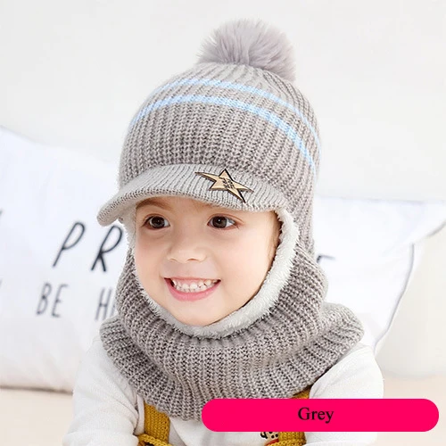 Kids Children Corkscrew Pom Pom Knit Beanie Hat Hats Fur Winter Warm Girls Boys