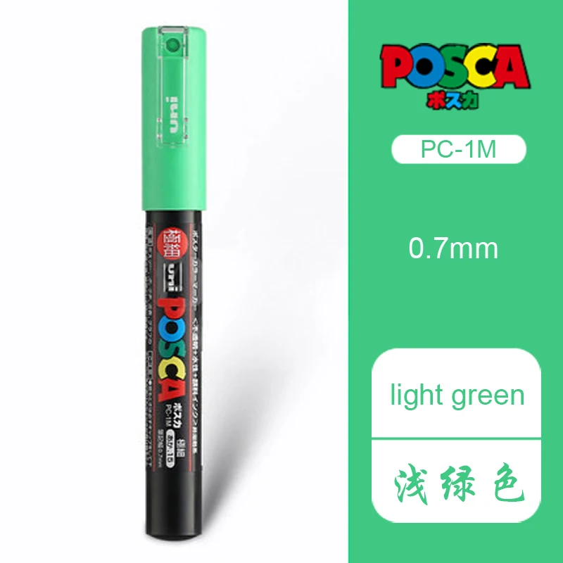 Light green 5 шт. Uni Posca PC-1M Краска Маркер-очень тонкая пуля Tip-0.7mm 21 Цвета доступны rotulador - Цвет: Light green