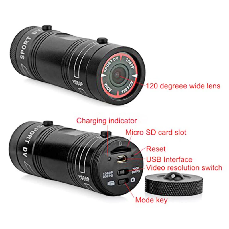 Quelima M500 Водонепроницаемая HD 1080P 8MP Мини спортивная камера мотоциклетный шлем Велоспорт Альпинизм наружная Экшн-камера видео DV