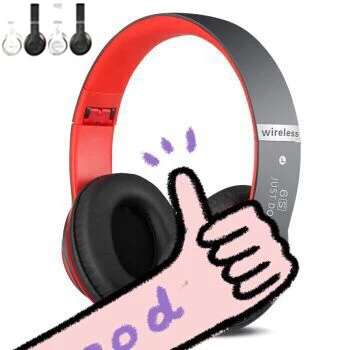 black red Беспроводная Bluetooth гарнитура Складные Bluetooth наушники Handfree TF карта AUX кабель Проводная гарнитура с микрофоном для ПК смартфона - Цвет: black red