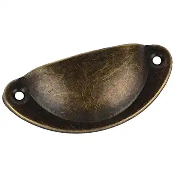 

New 12Pcs Door Drawer Cabinet Iron Shell Cup Semicircle Handle Pull Knob With Screws 8.1Cmx3.2Cm