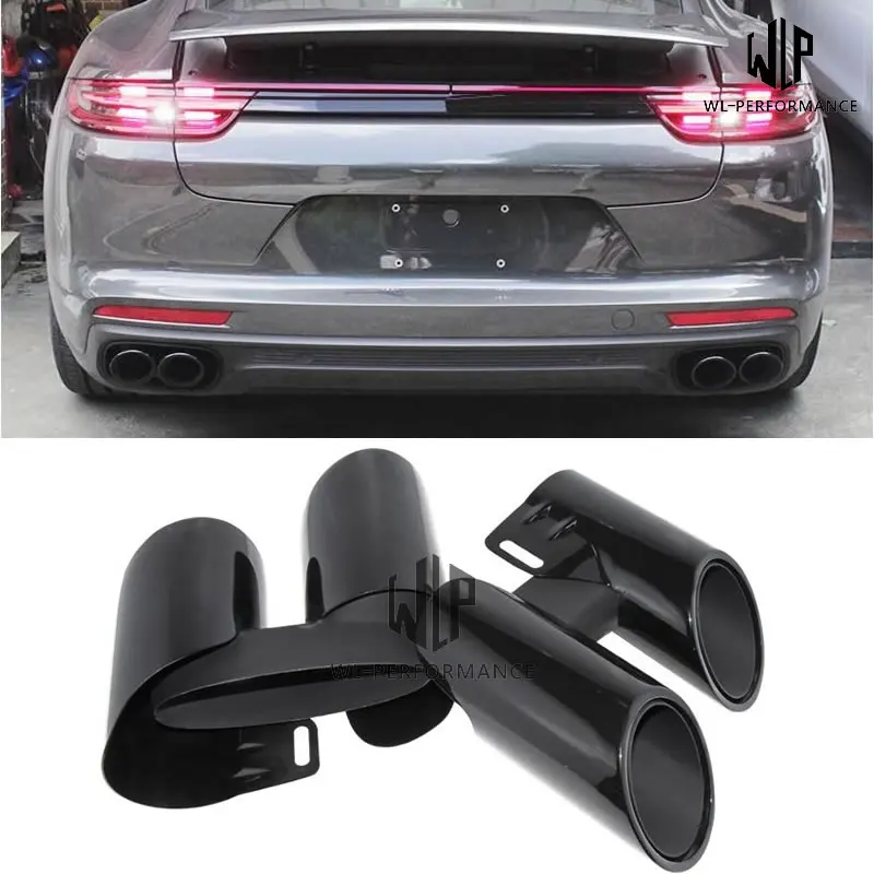 971 Stainless Steel Muffler Exhaust Pipes End Tips Exhaust tail throat For Porsche Panamera 970 4S Turbo GTS 17-18 - Цвет: Шампанское