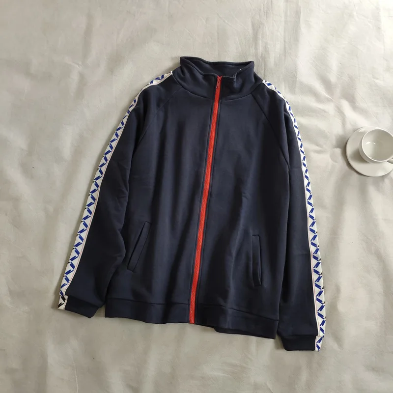 

2019 Autumn/Western Style Deep Blue Hoodie Coat Women's Vintage Versatile Students Loose Casual Sports Jacket Tops