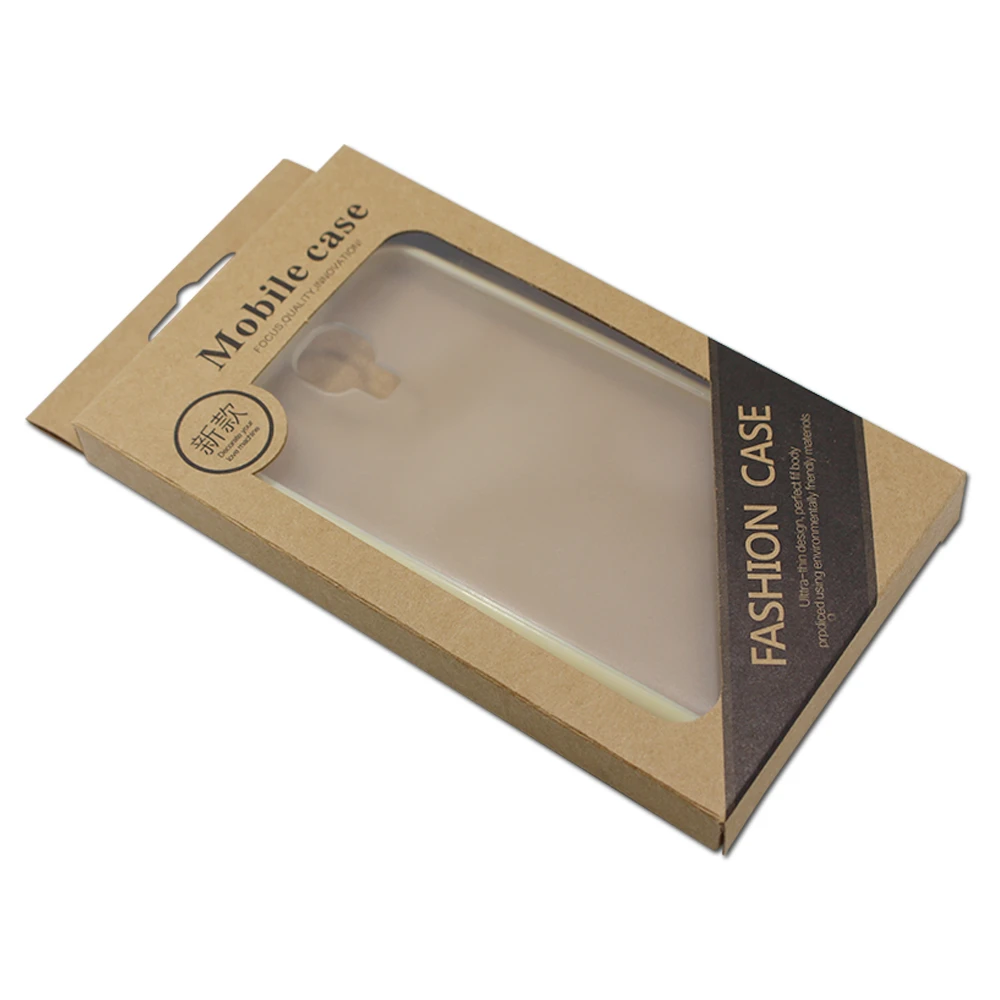 

20Pcs/ Lot 9*15.5*1.5cm Kraft Paper Mobile Phone Case Hang Hole Pack Boxes Cell Phone Party Packaging Box For iPhone 6S Samsung