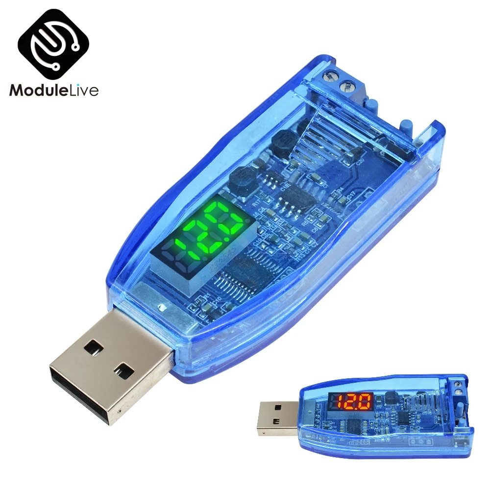 Adjustable 5 В до 3,3 В 9 в 12 В 24 В Регулируемый USB понижающий модуль питания красный зеленый Дисплей Напряжение Вольт вверх кнопка