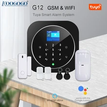Système de sécurité sans fil Tuya, wi fi, GSM/G12, avec détecteur PIR, capteur de porte, Compatible avec Alexa et Google, pour maison connectée