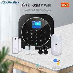 Système de sécurité sans fil Tuya, wi fi, GSM/G12, avec détecteur PIR, capteur de porte, Compatible avec Alexa et Google, pour maison connectée 