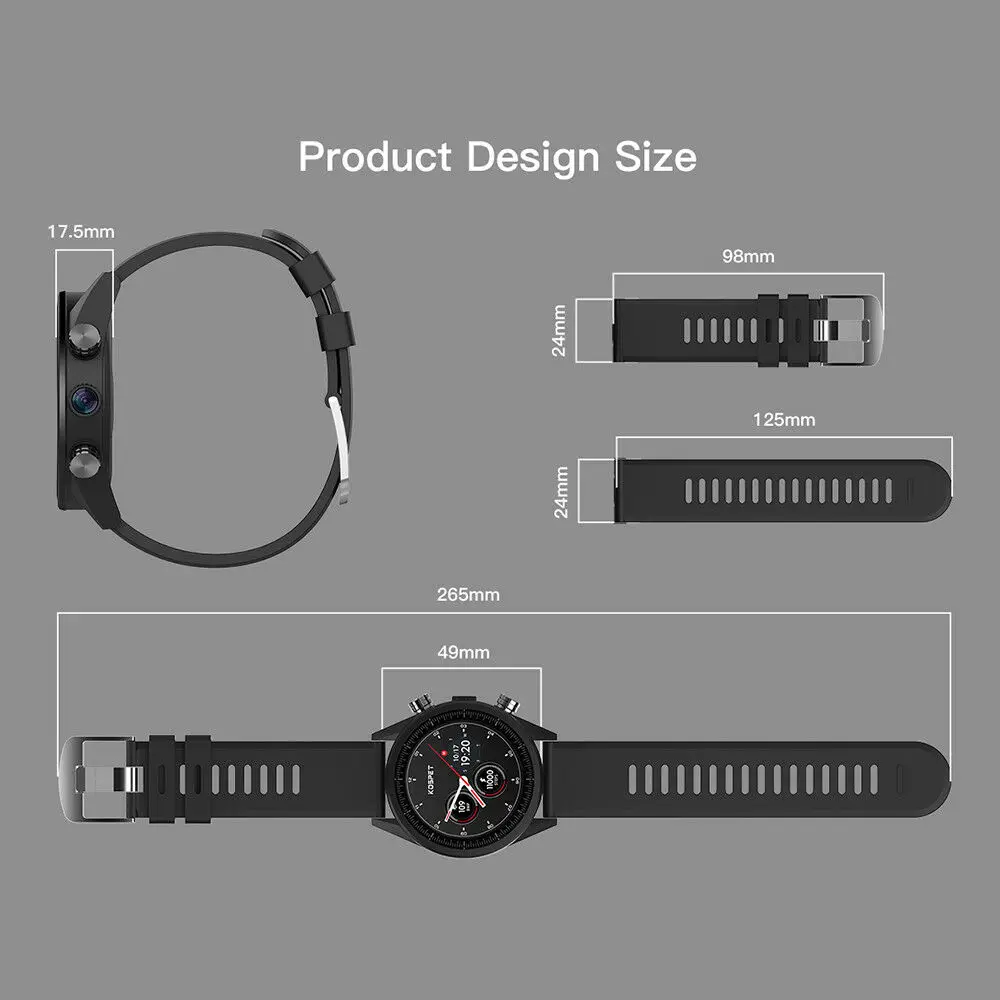 Kospet Hope 4G Smartwatch телефон 1,39 дюймов Android 7,1 gps 3 ГБ+ 32 ГБ 8.0MP камера