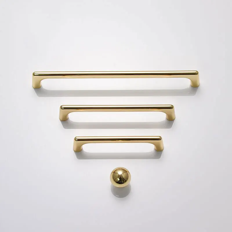

Fashion Bright Gold Cabinet Handles Solid Drawer Knobs Kitchen Handles Cupboard Door Pulls Furniture Handle Cabinet Hardware