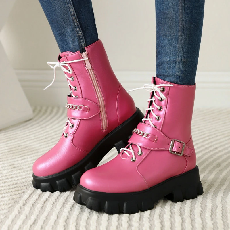 platform boots pink and black
