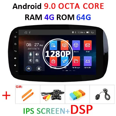 8 ядерный 4G 64G Android 9,0 Автомобильный мультимедийный dvd gps Авторадио для Mercedes/Benz Smart Fortwo автомобильный Радио OBD2 FM DSP - Цвет: 4G 64G IPS DSP 1280P