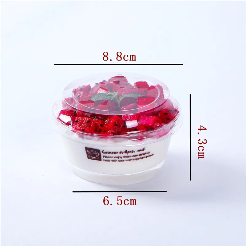 50pcs High quality round dessert cup 150ml transparent baking package cream cake fruit salad pudding jelly plastic cup with lids