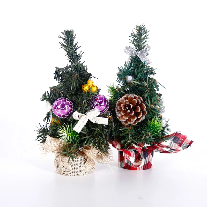 Mini Small Desktop Christmas Tree Festive Home Miniature Family Dress Up Atmosphere Decoration Xmas Decoration Gift 20cm
