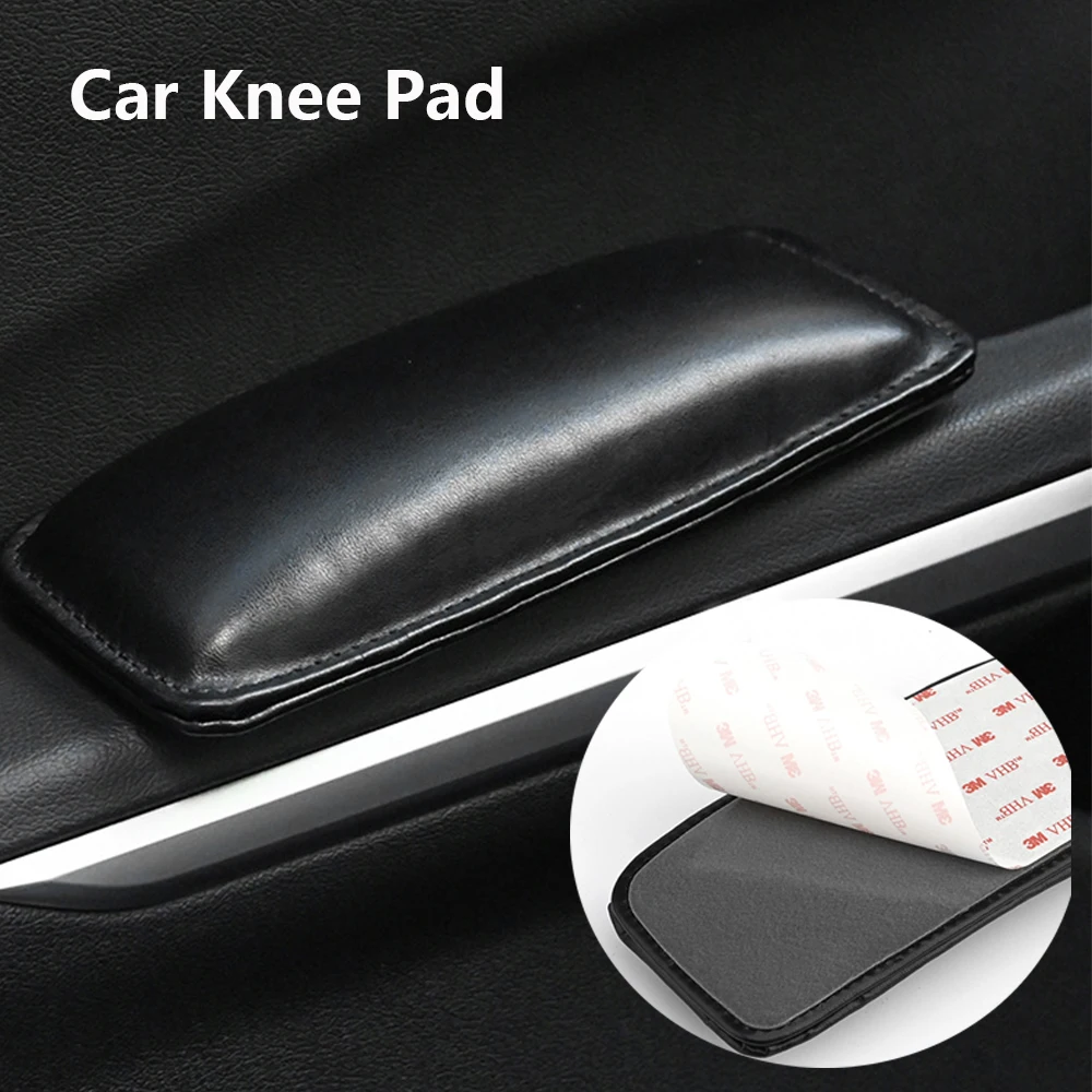 2pcs Car Interior Pillow Leather Knee Pad Elastic Cushion Memory Foam