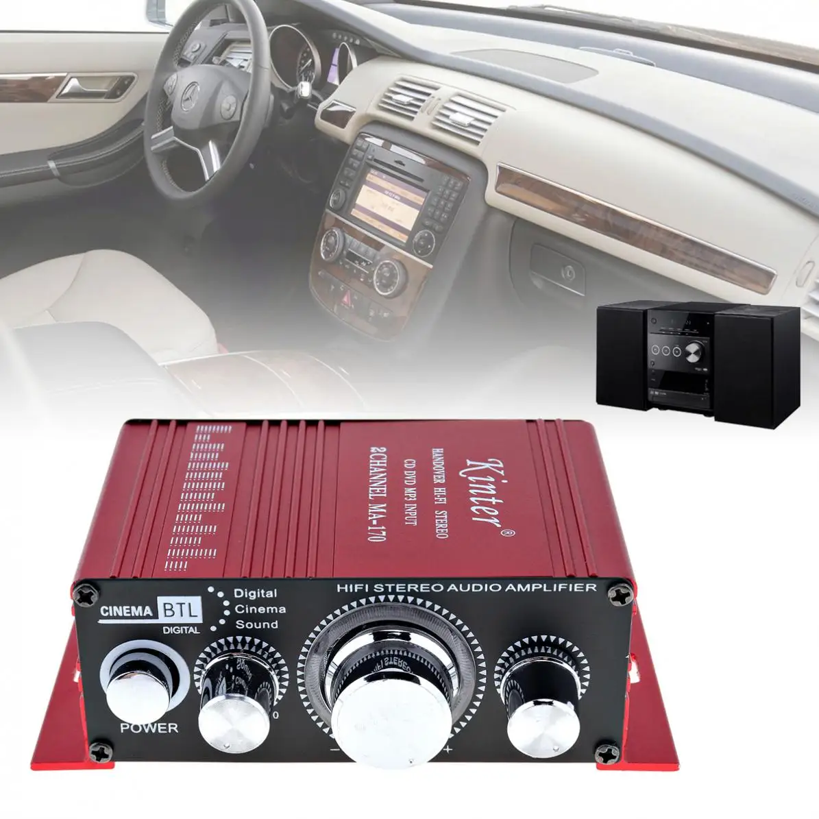 

Mini 2CH Hi-Fi Stereo Amplifier Booster Support DVD CD MP3 Input for Cars Motorcycle Home