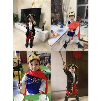 

7PCS Halloween Cosplay Costume for Kids Boys 2020 King Prince Captain Pirate Role Play Carnival Party Stage Performance Clothes