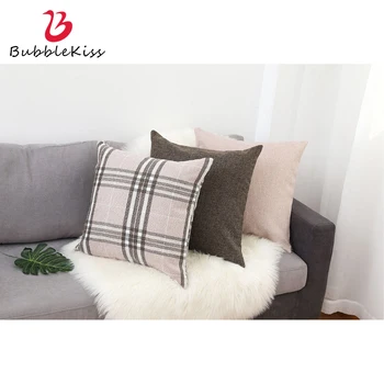 

Bubble Kiss Pillow Cover Nordic Style Lunch Break Pillowcase Home Linen Decor Cushion Cover Solid Color Car Plaid Pillowcase