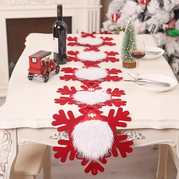 

Christmas Snowflake Swedish Gnome Table Runner Tablecloth Placemat Holiday Festival Decorations