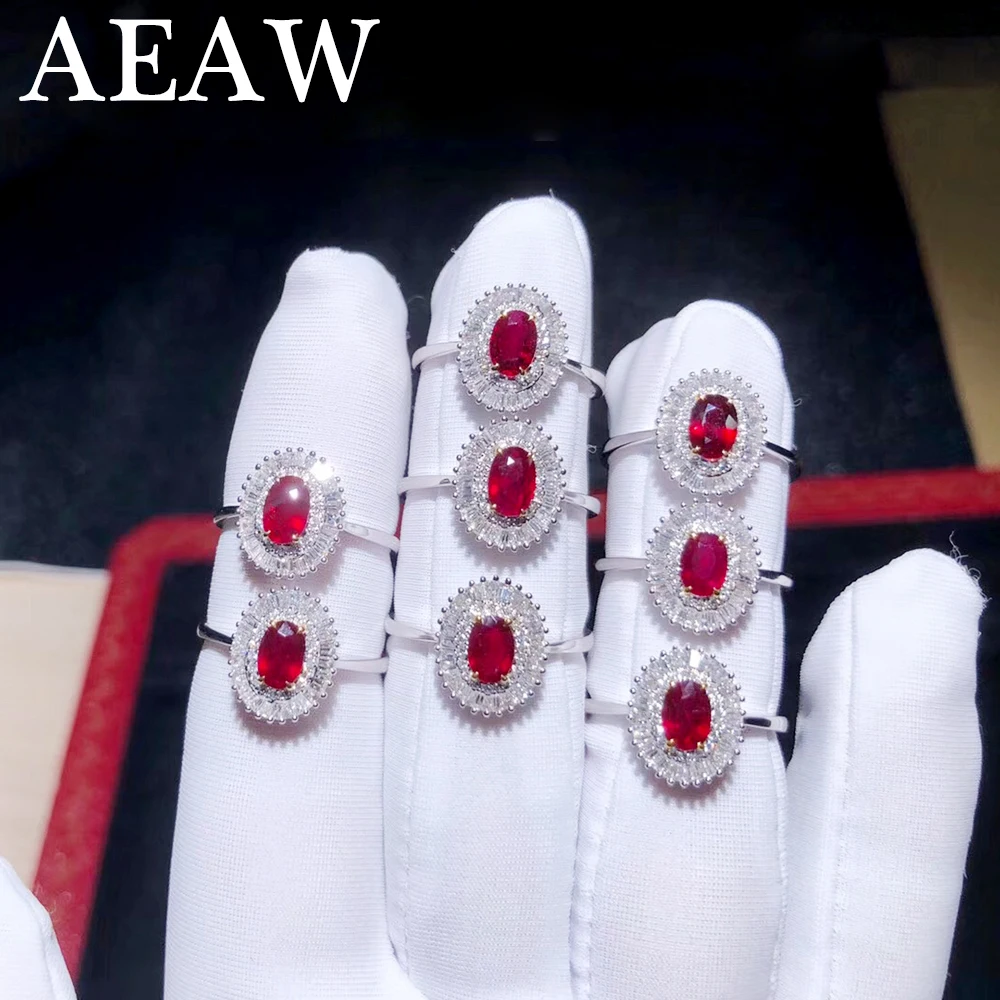 Фото Обручальные кольца AEAW с натуральным Рубином 0 6 карата однотонное ювелирное