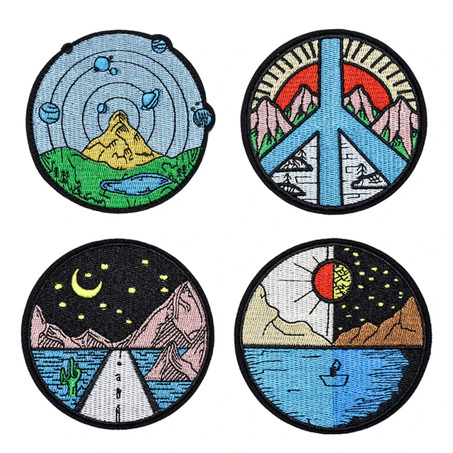 Scenery Sun Cute Iron On Patches For Clothes Handmade Sewing Patterns Embroidered Applique Patch On Clothes Stickers Vintage 20