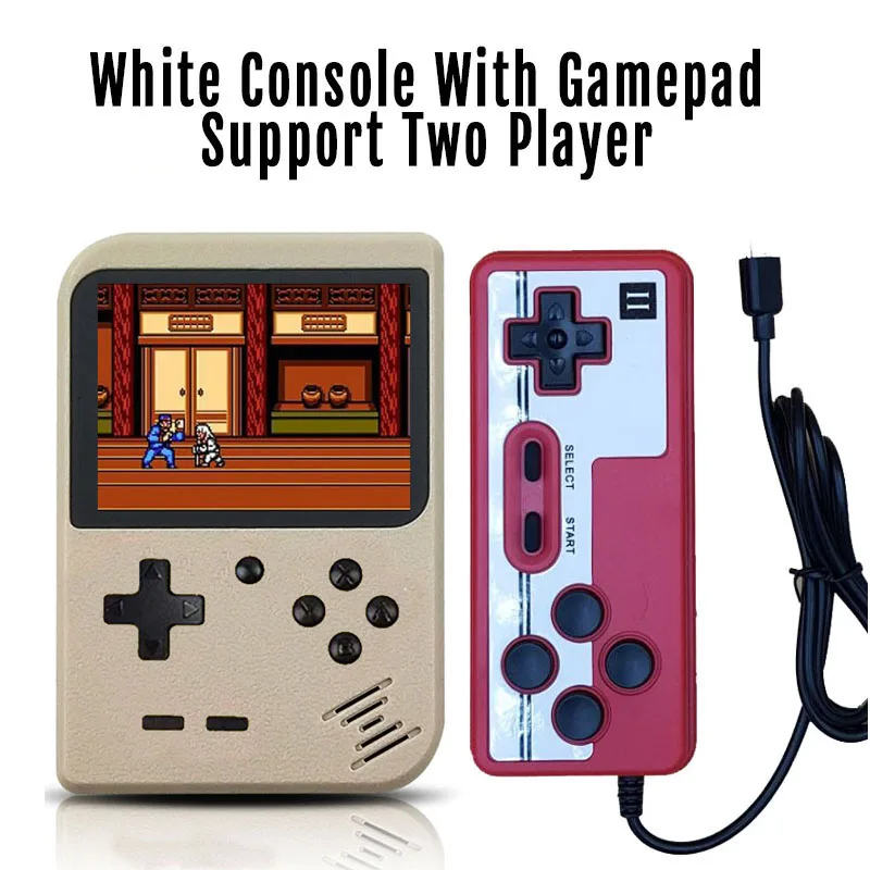 White Add Gamepad Новая видеоигровая консоль, встроенные 400 ретро классические игры, 3,0 дюймовый экран, Мини Портативная консоль, карманный портативный игровой плеер - Color: White Add Gamepad