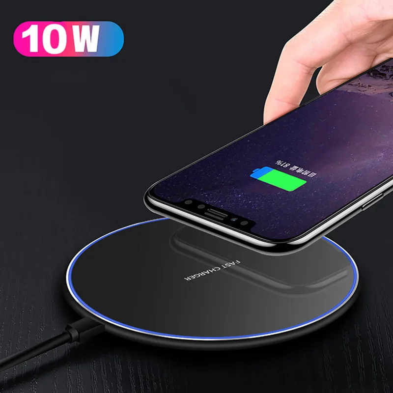 Быстрое беспроводное зарядное устройство 10 Вт для Samsung Galaxy S10 S9 S8 Note 9 светодиодная
