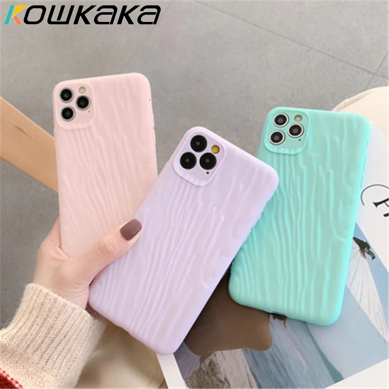 

Kowkaka Wave Pattern Candy Color Phone Case For iPhone 11 Pro X XR XS Max 6 6s 7 8 Plus Soft Silicone Camera Protective Shell