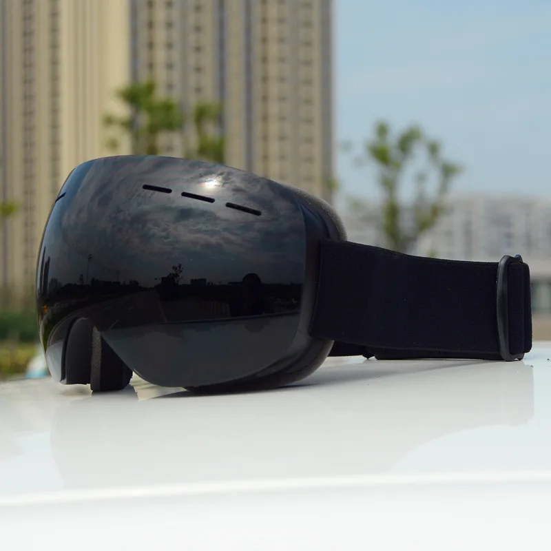 ROBESBON взрослые лыжные очки большие сферические очки могут быть близорукостью/HX06 двойной анти-туман/пуленепробиваемый/песок/глаз/ветер - Цвет: Black gray