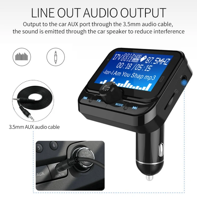 ЖК-дисплей Автомобильный MP3 Bluetooth приемник Hands-free USB Автомобильное зарядное устройство передатчик автомобильный fm-плеер